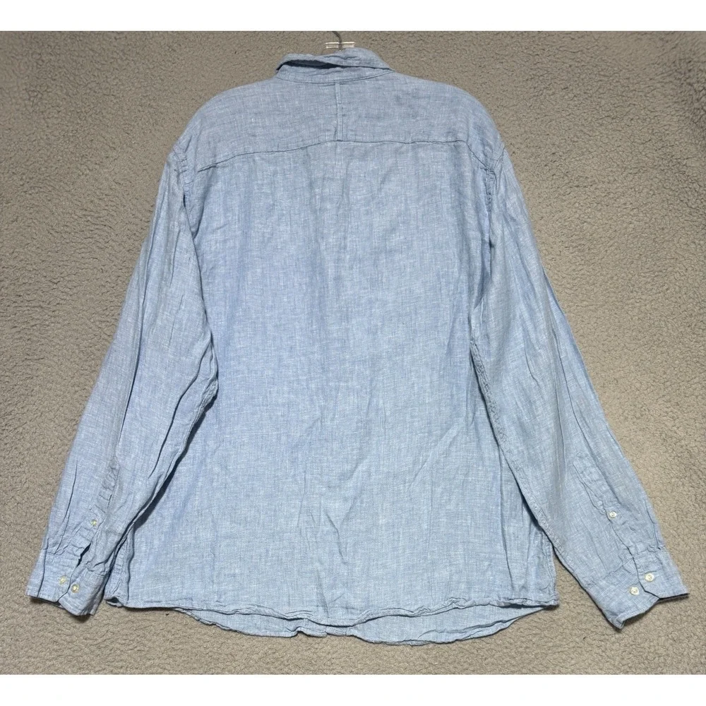 Banana Republic 100% Linen long sleeve button up shirt Mens 2XL Blue